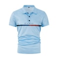 thumbnail image 4 of Mens Striped Polo Shirt Button Short Sleeve T Shirt Casual Summer Breathable Color Block Top Blue XXXL, 4 of 10
