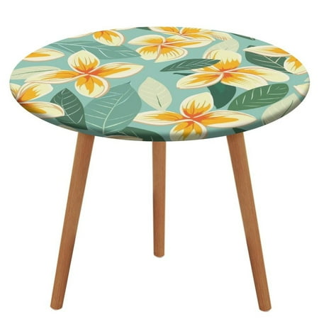 

ZHANGS Radiant Frangipani Patch 927 Round Table Cover Stain-Resistant Fitted Tablecloth Oil-Proof Wipeable Elastic Table Cover Waterproof Table Cloth for Halloween Thanksgiving Christmas