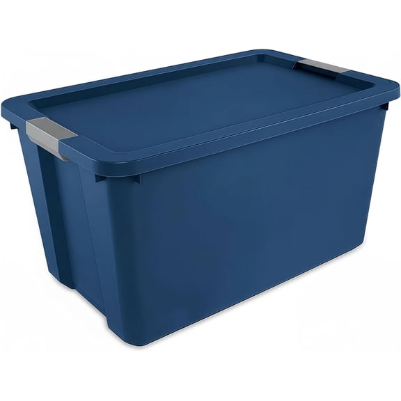 34-Gallon Heavy-Duty Storage Box with Lid - Large Plastic Container, Suitable for Garage, Outdoor, Home and Storage Needs, Blue