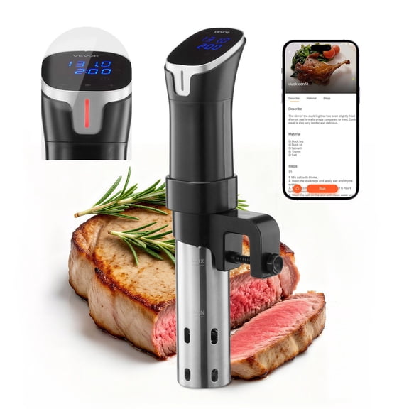 Sous Vide Precision Cooker 1100W WIFI Immersion Circulator with LED Digital Display Fast Heating Accurate Temperature Timer Control SUS304 Stainless Steel
