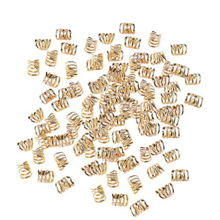 Flosius 100 PCS Gold Dreadlock Beads Hair Jewelry for Braids Accessories  for Girls Adjustable Cuffs Earring Iron Braiding Hair Ring for Women