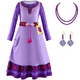 thumbnail image 3 of Vestido de la película Disney Wish Asha para niñas, disfraz de princesa Asha, vestidos largos morados, trajes de Halloween, regalo de cumpleaños para niños, 3 of 5