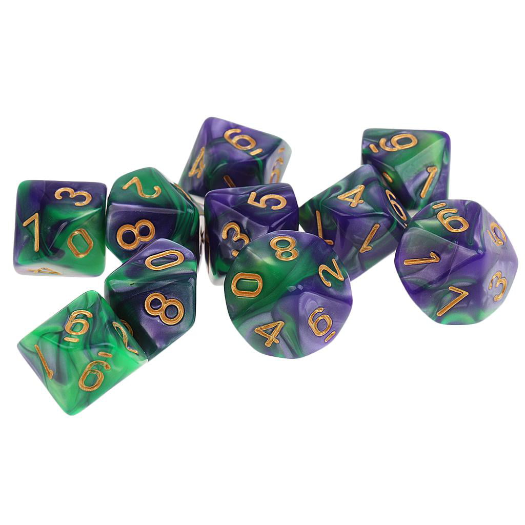 10pcs Polyhedral RPG MTG Game Dice for DND  Coffee Green 