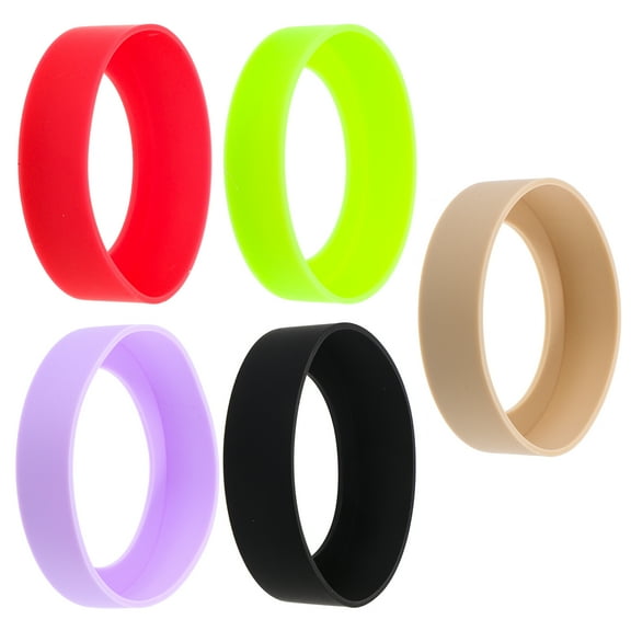 TABLZONE 5Pcs Silicone Water Bottle Boot Non Skid Bottom Protector for Home Use Assorted Colors