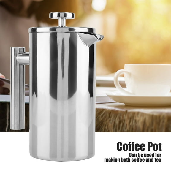 Double Walled Stainless Steel Coffee Maker French Press Tea Pot with Filter (800ML)