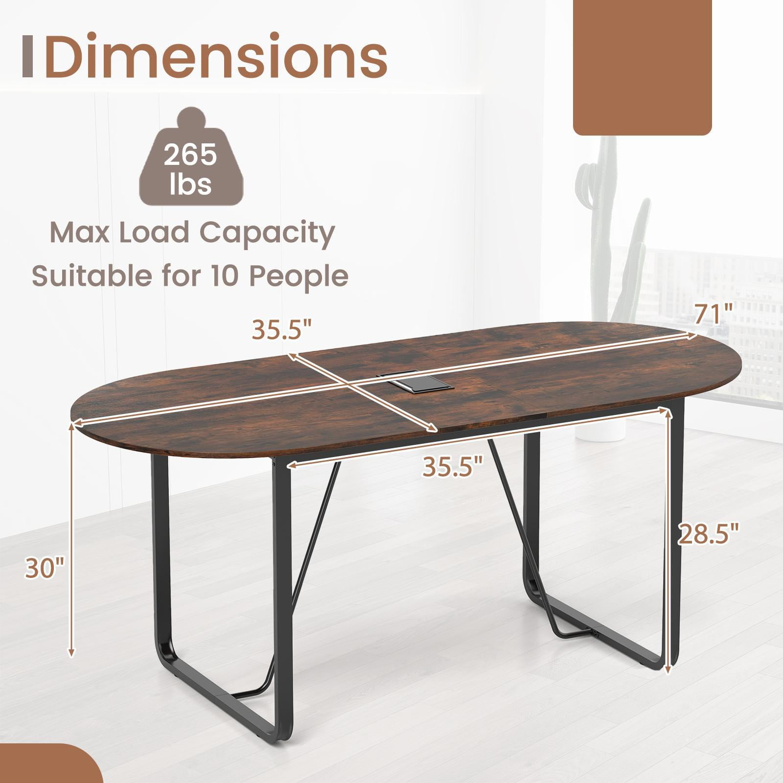 YYAo 71Inch Executive Gaming Desk with Cable Management Hole, Oval Computer Desk for Home Office, Living Room, Study Room, Bedroom, Rustic Brown
