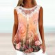 thumbnail image 1 of ICHUANYI Clearance Women Fashion Summer Sexy Fold Printed Regular Lace Sleeveless V Neck Button Top(Brown, S) ICHUANYI WER2023080801738, 1 of 5