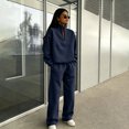 thumbnail image 2 of Sweatsuits Women 2 Piece Outfit Half Zip Stand Collar Long Sleeve Pullover Sweatshirts,Wide Leg Pants Matching Tracksuit Sets Navy XXL, 2 of 5