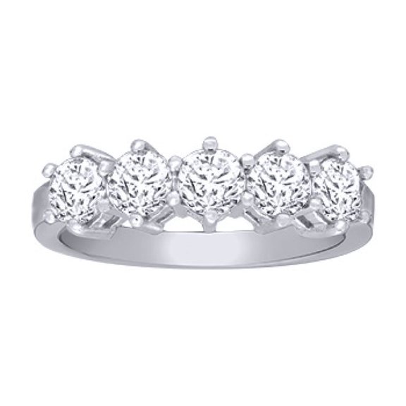 18ct White Gold Jewelco London 1.5ct Diamond 5 Stone Eternity Ring 5.5mm