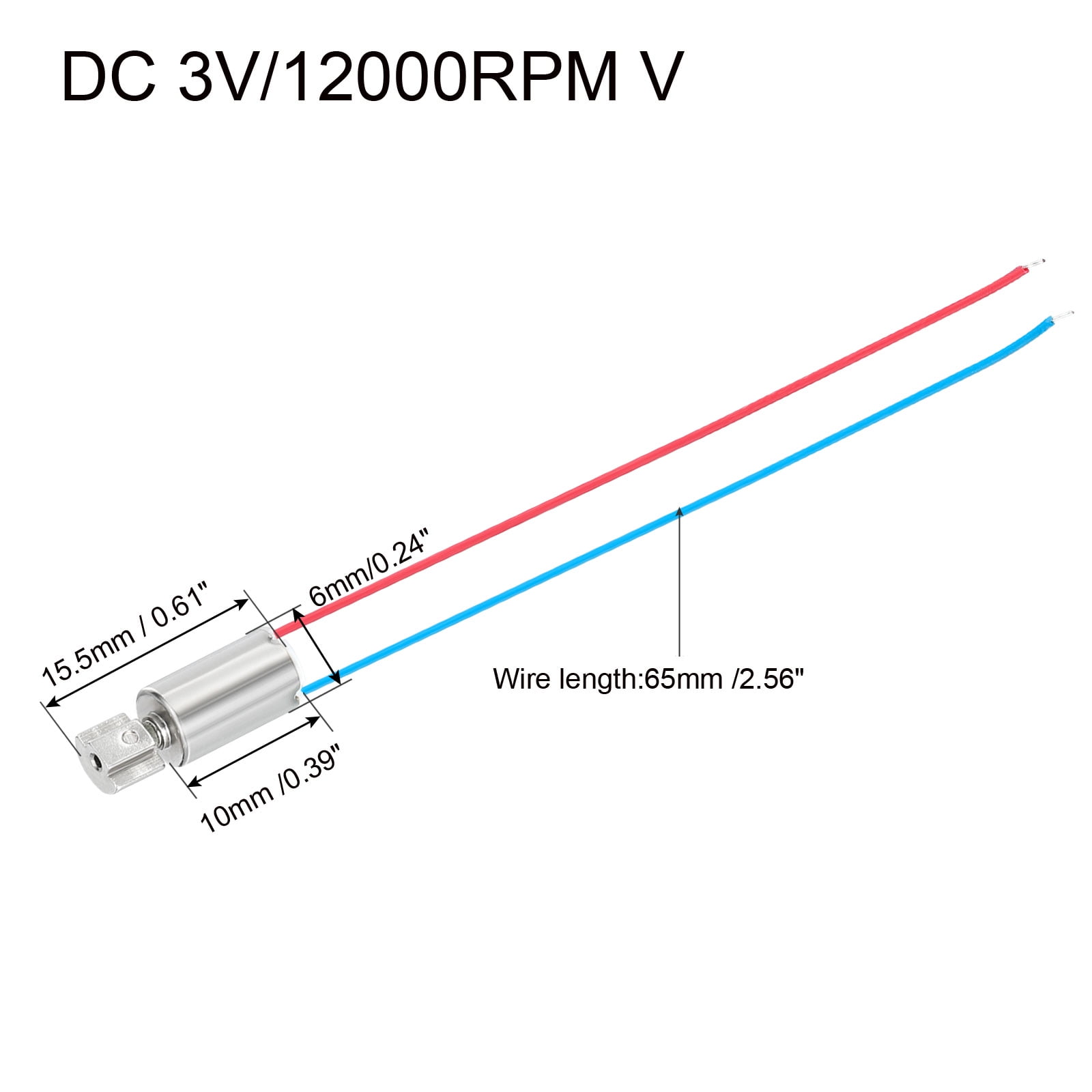 Uxcell DC3V/12000RPM Vibration Motor Eccentric Rotating Mass Electric Micro Vibrating  Motor 6mm x 10mm