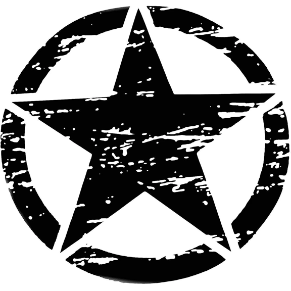 Xotic Tech for Jeep Front Hood Sticker - Black Army Military Star Vinyl Graphic Decal for Car Body Trunk Side Fender Door Bumper