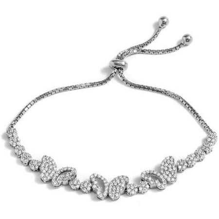 Pori Jewelers CZ Sterling Silver Multi-Butterfly Friendship Bolo Adjustable Bracelet