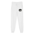thumbnail image 3 of USNSM Women's High Waisted Sweatpants Little Daisy Print Cinch Bottom Pants Fall Baggy Straight Trousers with Pockets S White, 3 of 4