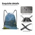 thumbnail image 4 of Xecao Majestic Deer Mountain Lake Pattern Sports Drawstring Backpack - String Swim Gym Bag with Wet Proof Pocket for Women&Men-Medium, 4 of 6