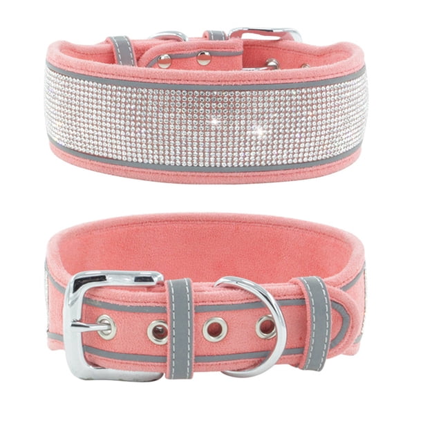 Collar brillante para perros grandes: diamantes de imitación de 2 pulgadas de ancho para niñas,
