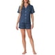 thumbnail image 2 of Conjuntos de pijama para mujer INSPIRE CHIC de manga corta con botones y pantalones cortos, conjuntos de lounge S azul oscuro, 2 of 5