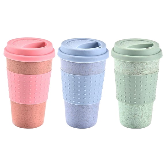 Raindrops Wheat Straw Reusable Cups Assorted Color for Daily Use 3Pcs