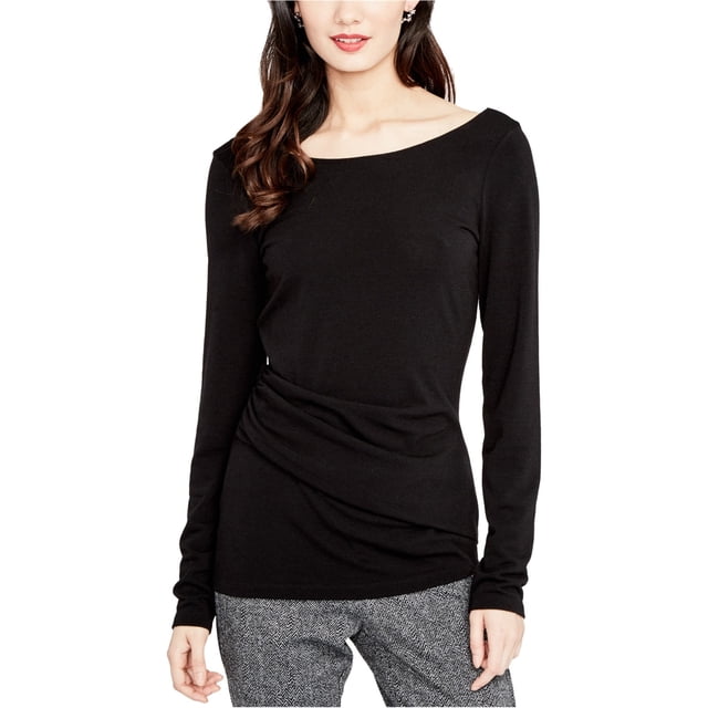 Rachel Roy Blouse en Tricot Froncé pour Femmes, Noir, Très Grand