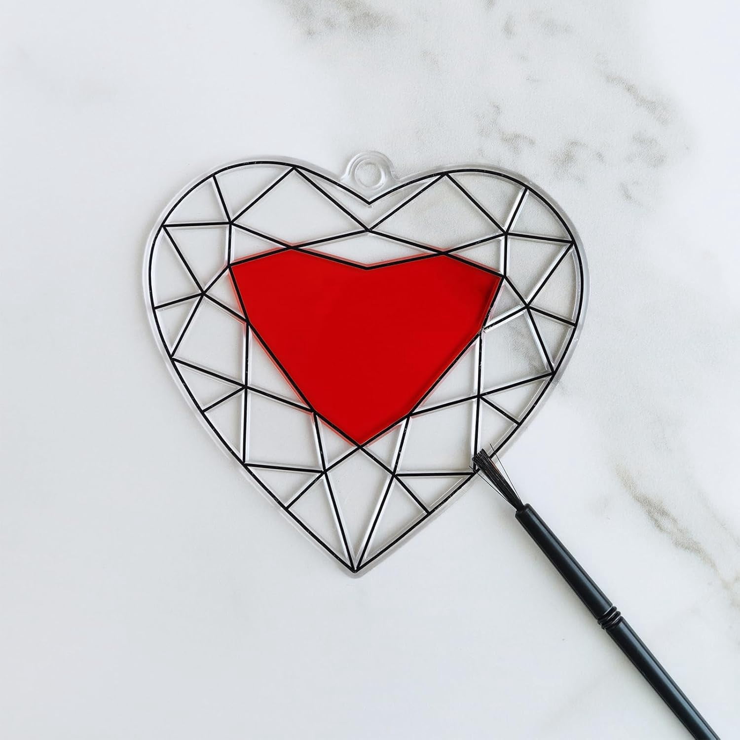 24 Sets Heart Suncatchers Ornaments Decorations DIY Window Paint Art Stickers Craft Kit Heart Sun Catchers for Kids Valentine's Day Pirate-Themed Birthday Activities Art Project Party Favors