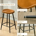 thumbnail image 5 of Barstools Counter Stools Set of 4, Backless Saddle Stools Leather Counter Height Stools, 24 inch Modern Bar Stools for Kitchen Island, Whiskey Brown, 5 of 8