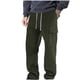 thumbnail image 1 of Pantalones largos para hombre, de lino y cintura elástica, transpirables, cómodos, suaves, con bolsillos cargo, informales., 1 of 7