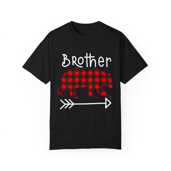 Mama Bear | Sister Bear | Papa Bear | Buffalo Plaid Sister Bear | Mommy And Mes | Father Daughter Gift | Christmass Unisex Garment-Dyed T-shirt