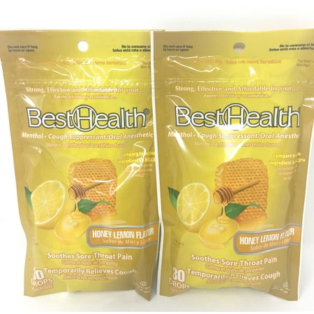 Best Health Cough Drops Honey Lemon Flavor Sore Throat Pain Menthol Pack of (Best Over The Counter Cough Medicine For Dry Cough)