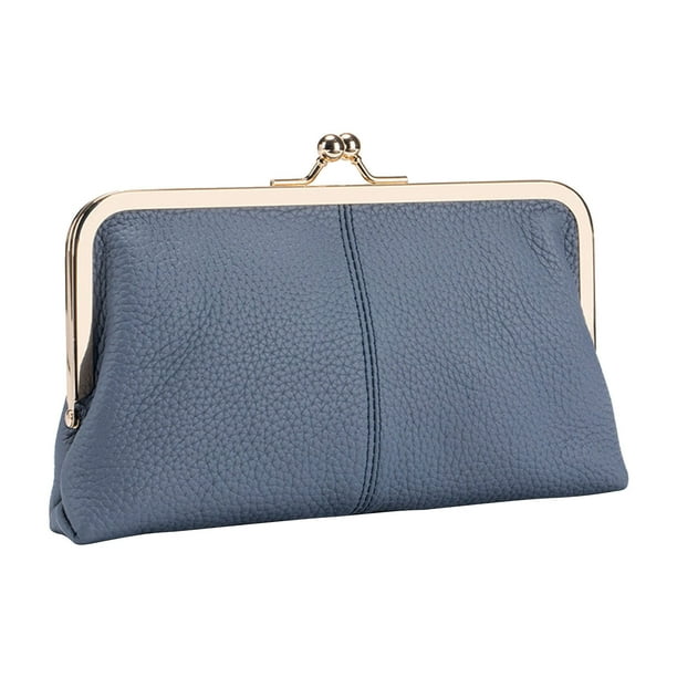 Carteras para Mujeres Bolsa de Clip de Cuero Pecho Frontal Portátil Largo Bolsa de Almacenamiento de Oro Bolsa de Mujer de Gran Capacidad Bolsas para Mujeres