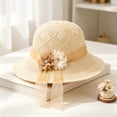 thumbnail image 2 of QASIEATN Womens Cozy Sun Hats Women's Sun Protective Hat Wide Brim Breathable Openwork Foldable with Embellishments Fall Fashion Accessories, 2 of 3