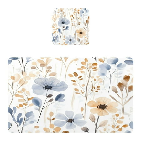 

Wobogo Watercolor Wildflowers Placemats Coasters Set of 1 Heat-resistant Non-slip Easy to Clean Square Dinner Plate Mat
