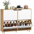 thumbnail image 1 of HOMCOM Armoire à Chaussures, Armoire de Rangement pour Chaussures avec 4 Tiroirs Basculants, Naturel, 1 of 10