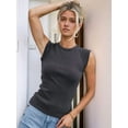 thumbnail image 4 of Women'S Summer Cap Sleeve Slim Fitted Knit Basic Casual Ribbed Tank Tops Dark gray XL, 4 of 8