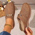 thumbnail image 3 of Rokment Women's Orthopedic Clogs and Mules Fashion Comfortable Leather Closed Toe Platform Wedges Slip on Mid Heels Dress Slides Sandals for Woman Beach Summer Brown Size 8, 3 of 7