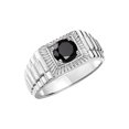 thumbnail image 4 of RYLOS Men's Ring Sterling Silver Ring, 7MM Round Shape Gemstone Designer Style Rings Onyx October Birthstone Rings Silver Size 8, 4 of 7