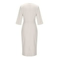 thumbnail image 5 of Odbmxy Wrap Women's Midi Dress 3/4 Sleeve Dresses for Women Party Dressy Plain Tunic Slim Dresses,White XXL, 5 of 6
