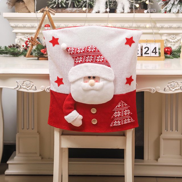 Christmas Decorations Fabric Three-dimensional Doll Chair Cover Santa Claus Table And Chair Cover Stool Cover Chair Back Cover