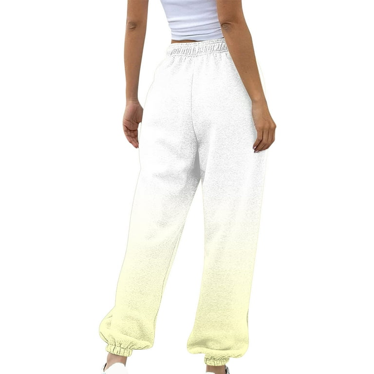 SMihono Clearance Ladies Full Length Sweatpants Women's Fashion Casual  Printing Pocket Elastic Waist Trousers Long Straight Pants Sweatpants  Orange 8