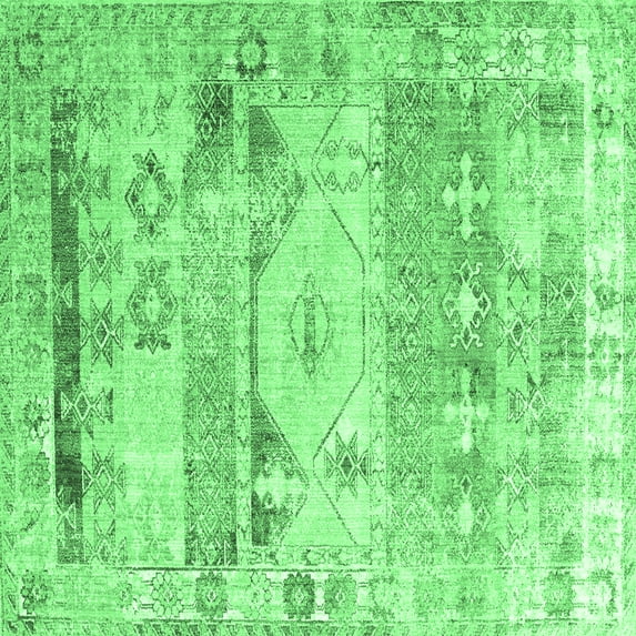 Ahgly Company Indoor Square Persian Emerald Green Traditional Area Rugs, 3' Square