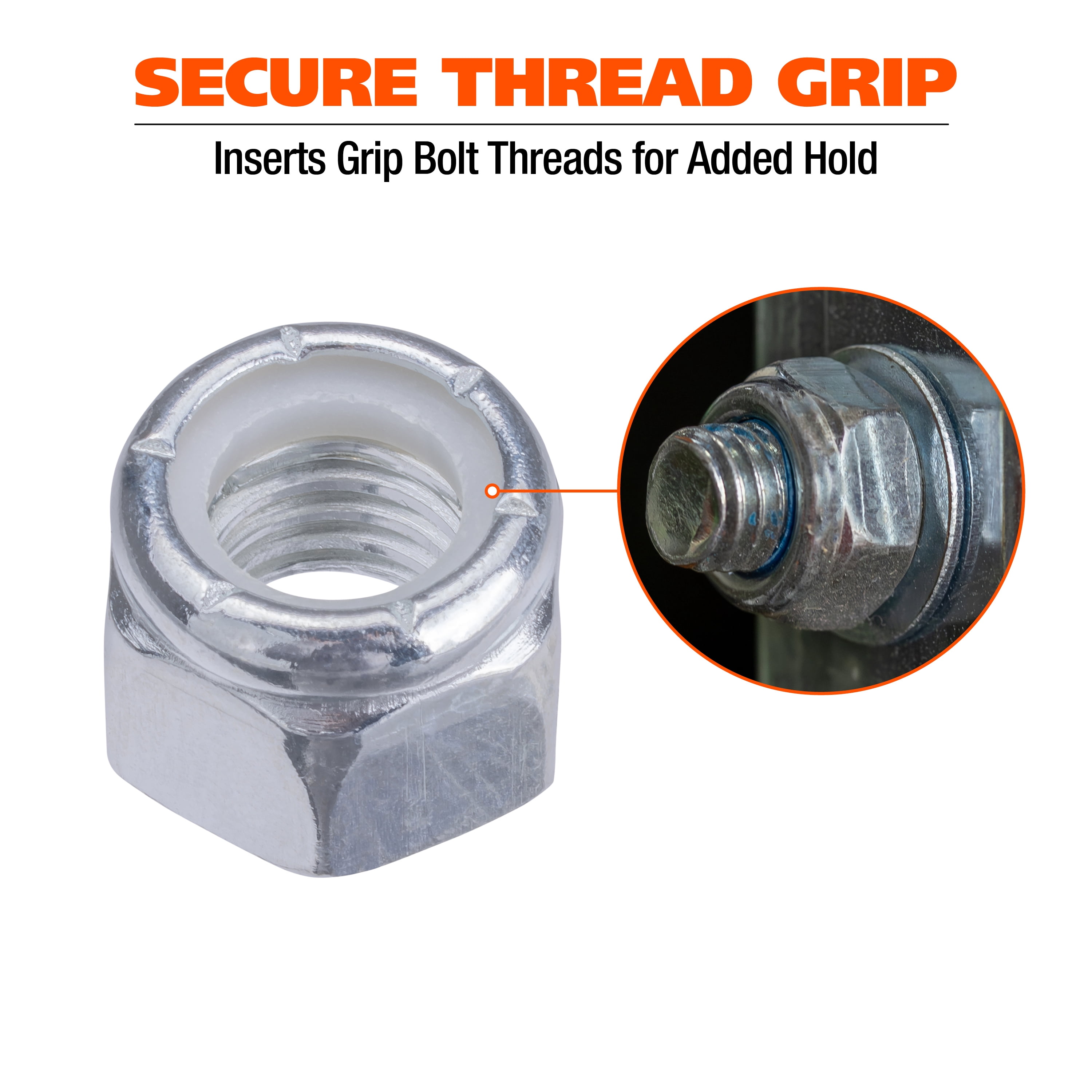 Great Neck Tools Nylon Lock Nut Assortment, 150 Piece Set