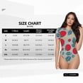 thumbnail image 5 of KLL Women 's Crew Neck Bodysuit Jumpsuits Tomato Print Short onesies Stretch T Shirts, 5 of 7
