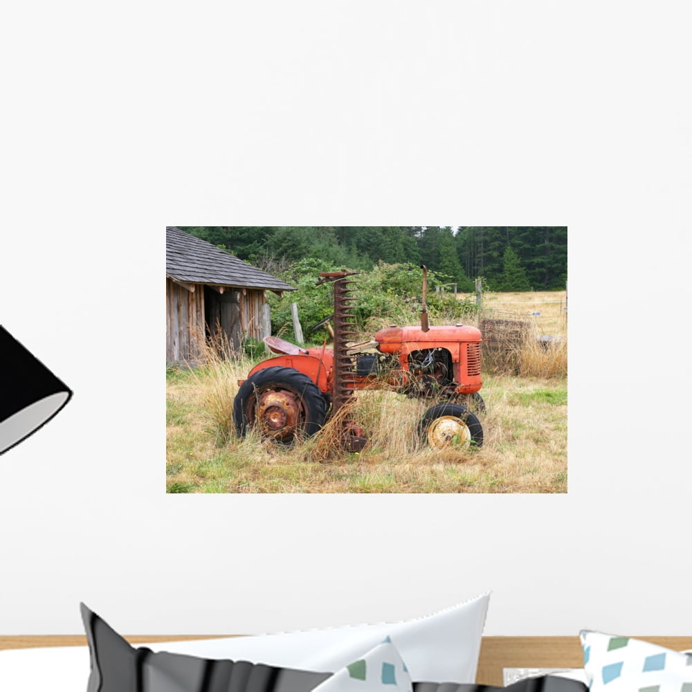 Old Red Tractor Wall Mural Decal Sticker, Wallmonkeys Peel & Stick