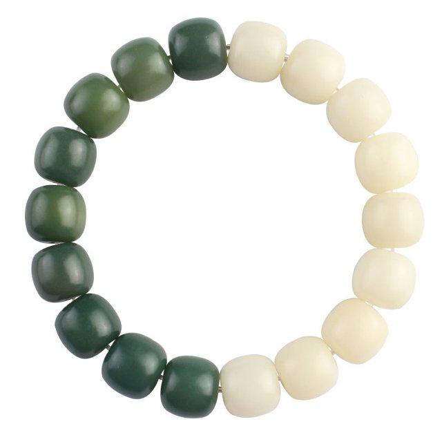 Pulsera Bodhi Root Bead para hombre y mujer verde y blanca