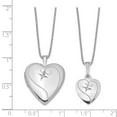 thumbnail image 2 of 925 Sterling Silver Rhodium-plated Diamond Polished Heart Locket & Pendant Set; for Adults and Teens; for Women and Men, 2 of 3
