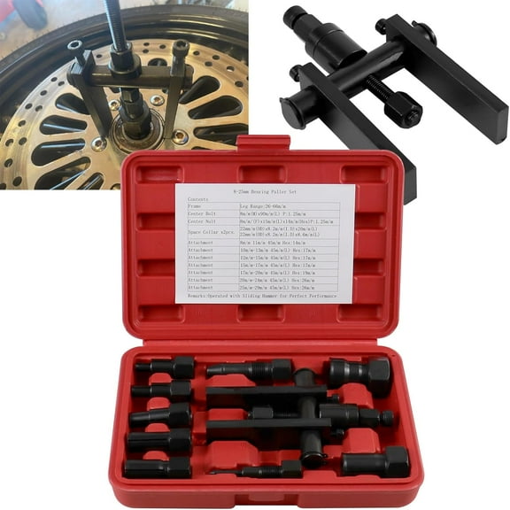 10-Piece Motorcycle Blind Inner Bearing Puller Set - Versatile Sizes 8-25mm, Gentle and Damage-Free Extraction, Alloy Steel Construction, Portable Kit with Case