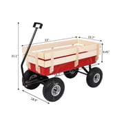 Garden Wagon Cart,Gorilla Cart, Wheelbarrow,Beach Wagon with Big Wheels for Sand,Garden Iron Wood Four Wheel Garden Wagon,97x43x78cm