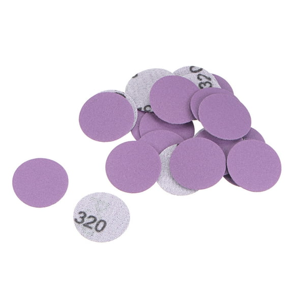 25 Pack 1-Inch Purple Sanding Discs 320 Grits Hook & Loop Professional Aluminum Oxide Sandpaper Mini Size