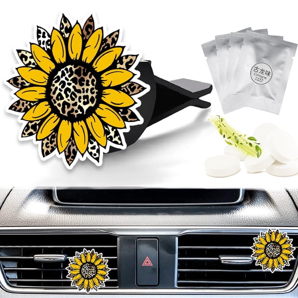 Ambientador para auto Lynzetqy con diseño de leopardo y girasol, clip para rejilla de ventilación