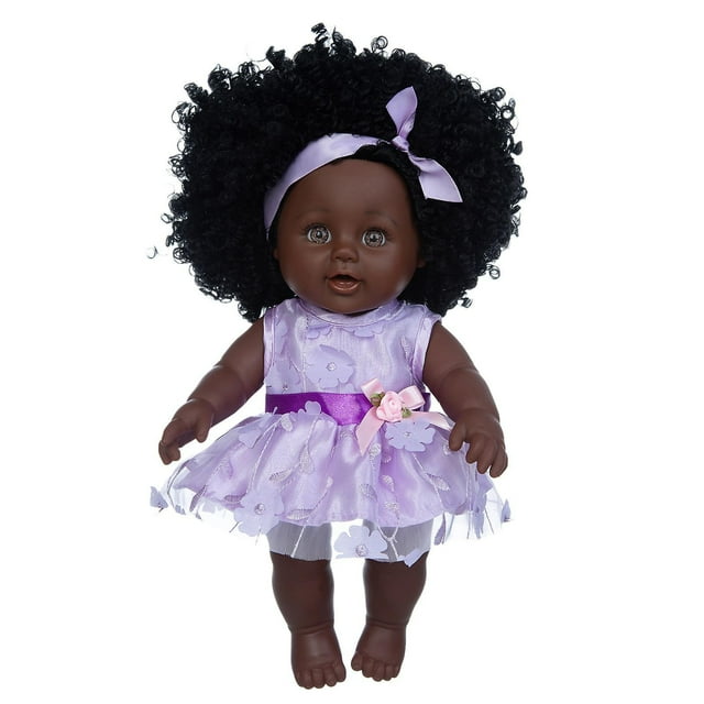 Baby Toy HUOGUO, pelo rizado, negro, africano, piel negra, 30 cm