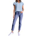 thumbnail image 5 of Nlife Women Swiss Dots V Neck Ruffle Short Sleeve T-Shirt, 5 of 7