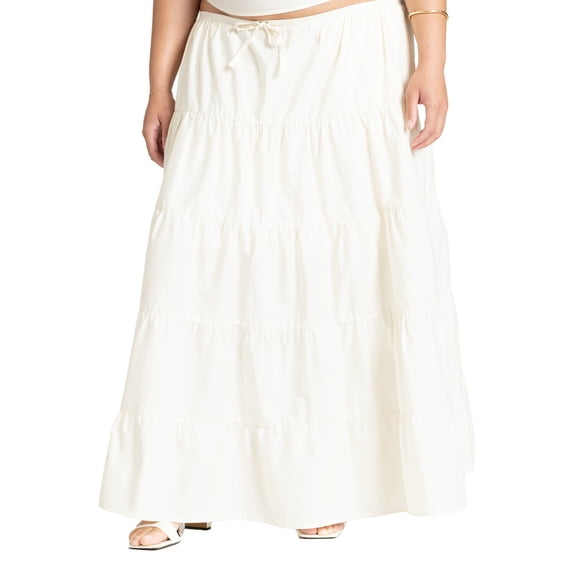 ELOQUII Women's Plus Size Tiered Maxi Skirt
